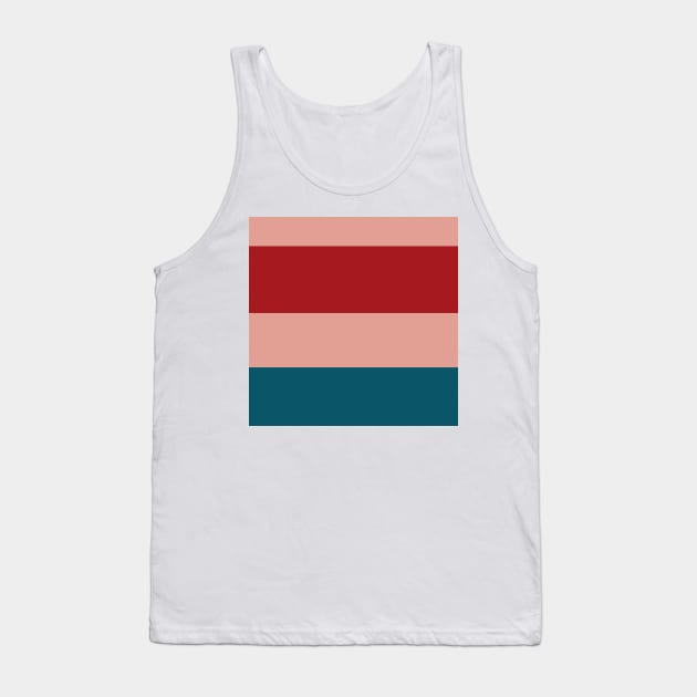 A particular blend of Rouge, Blush, Silver, Dark Cyan and Philippine Indigo stripes. Tank Top by Sociable Stripes